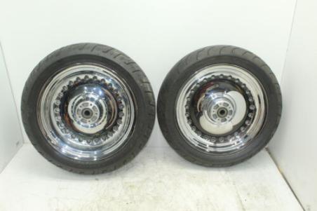 09-17 Harley Davidson Fatboy chrome wheel set with tires (OUTRIGHT) 17 in